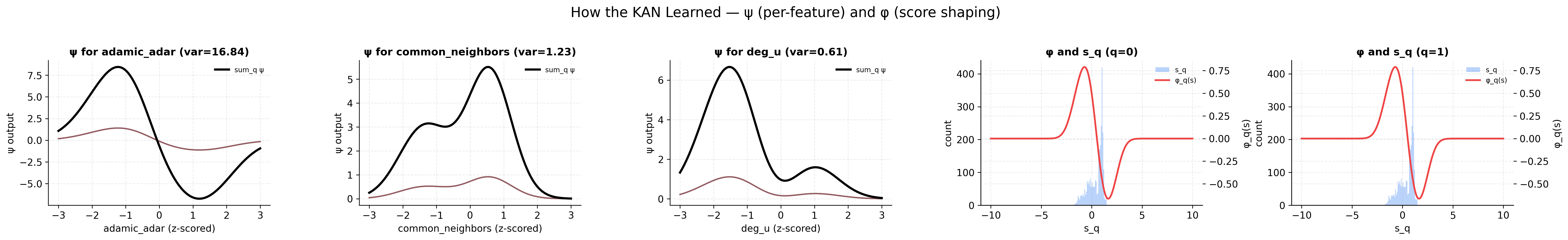 ψ transforms for features and φ shaping function for the final score